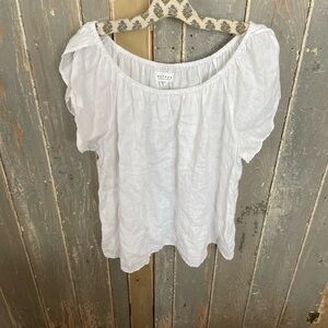 Velvet by Graham & Spencer White Linen Peasant Top